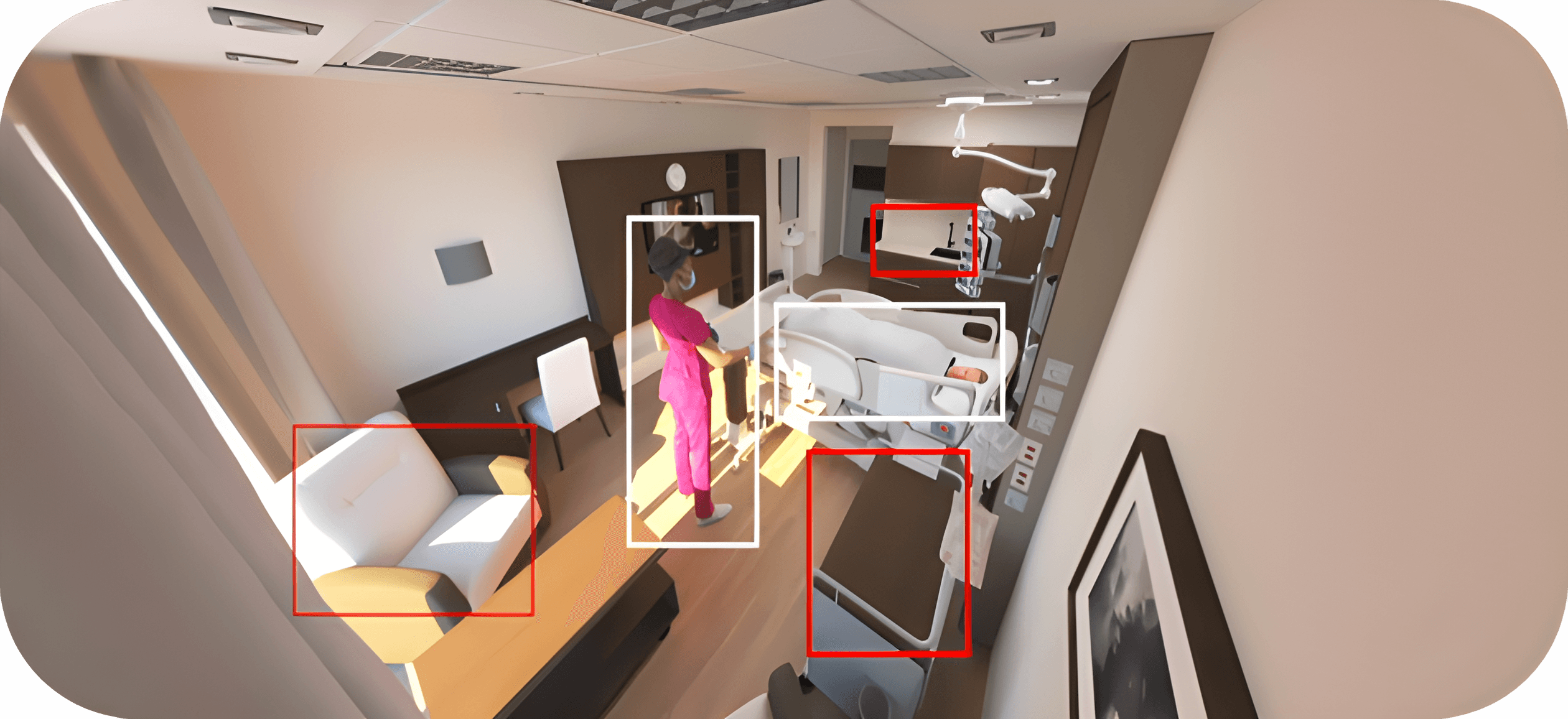 Identifies contaminated surfaces in a room